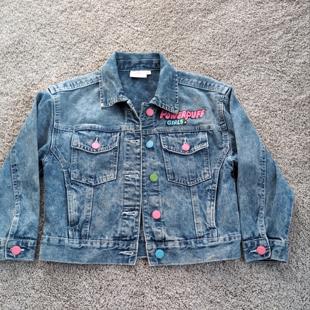 RARE Vintage Girl The Powerpuff Girls Cartoon Network Jean Jacket Sz. 128 CM